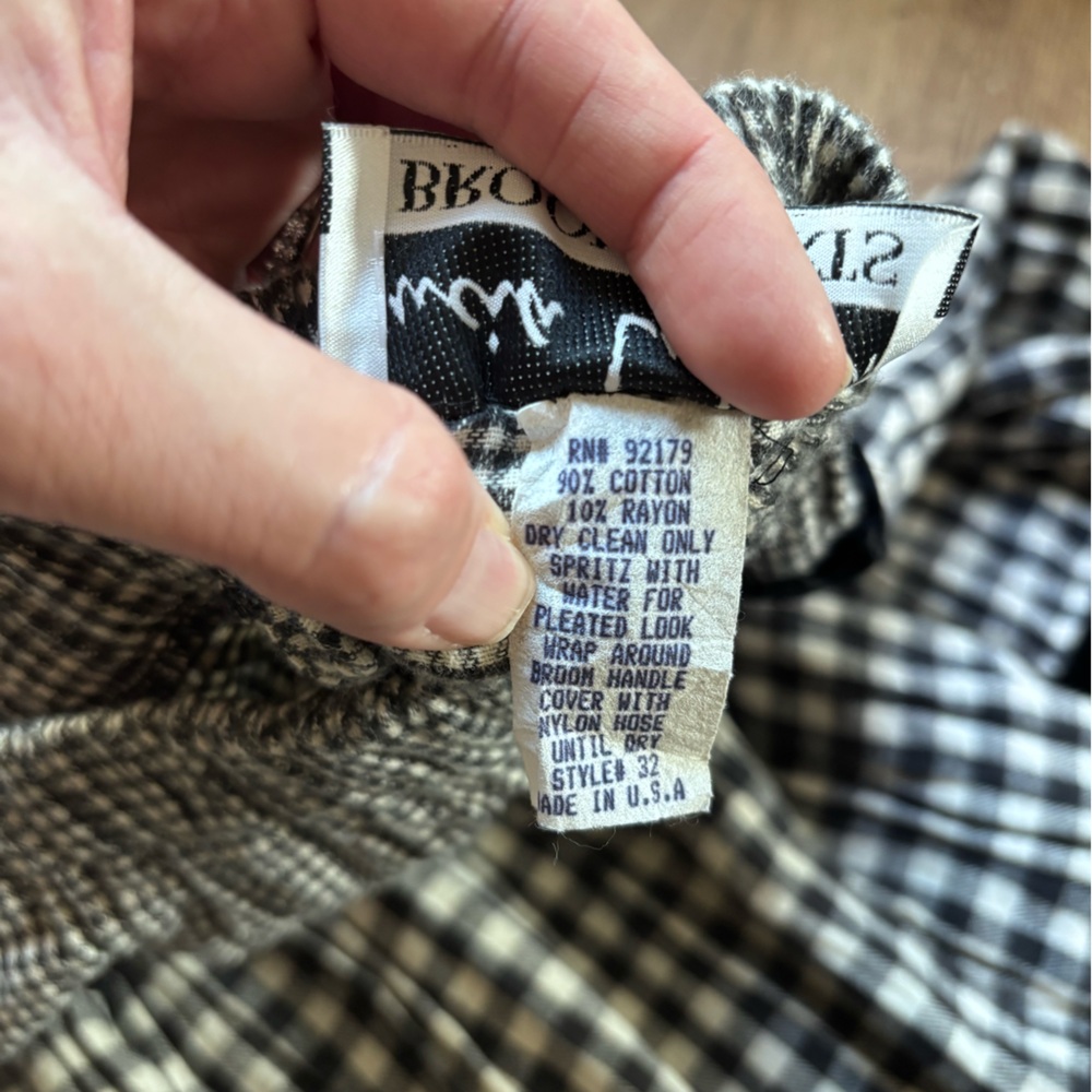 Vintage Lucia Lukken Broom Skirt Gingham Prarie Western Cottagecore Black Small - Picture 6 of 9